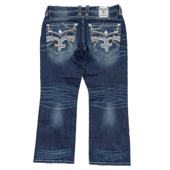 Rock Revival Men’s Larmon Boot Stretch Jean 38/29 Blue